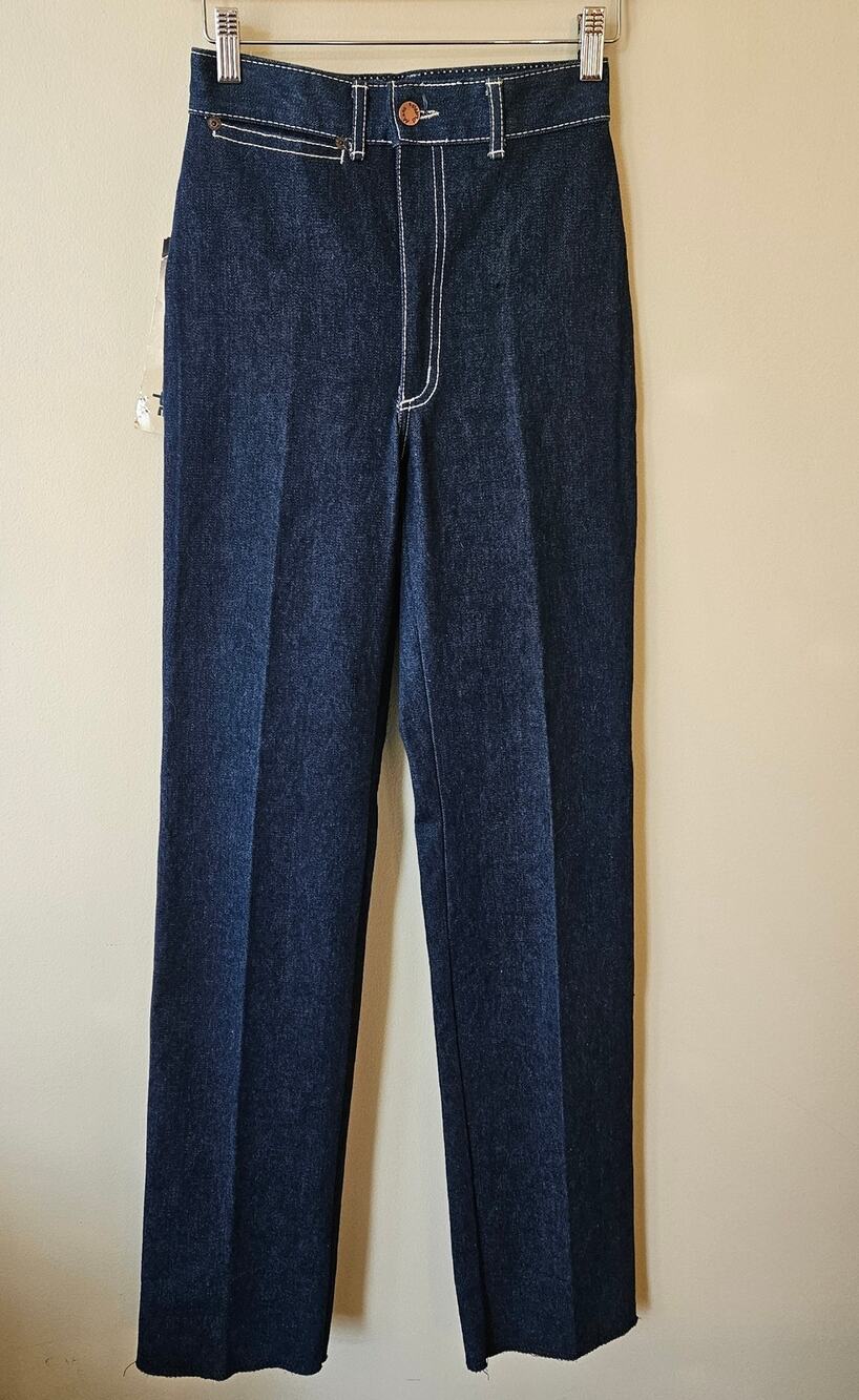 VTG 70s Marc-Phillipe Women's Jeans, Size 0 Dark Wash Wide Leg Disco Embroidered